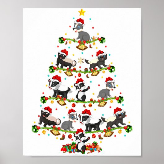Badger Lights Xmas Santa Badger Christmas Tree  Poster (Voorkant)
