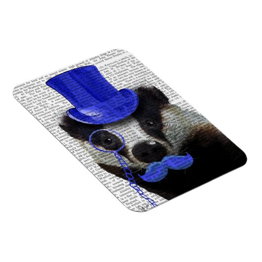 Badger met Blue Top Hat en Mustache Magneet (Rechterzijde)