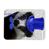 Badger met Blue Top Hat en Mustache Magneet (Horizontaal)