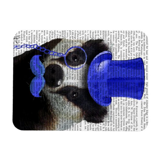 Badger met Blue Top Hat en Mustache Magneet (Horizontaal)