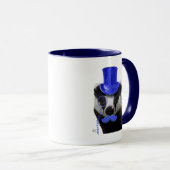Badger met Blue Top Hat en Mustache Mok (Voorkant rechts)