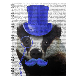 Badger met Blue Top Hat en Mustache Notitieboek