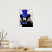 Badger met Blue Top Hat en Mustache Poster (Keuken)