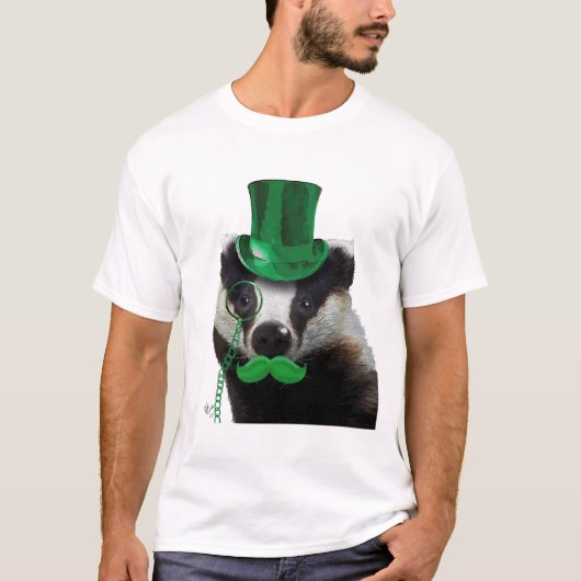 Badger met Green Top Hat en Mustache (Voorkant)