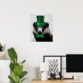 Badger met Green Top Hat en Mustache Poster (Thuiskantoor)