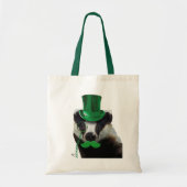 Badger met Green Top Hat en Mustache Tote Bag (Voorkant)