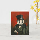 Badger Victorien En Haut De La Carte De Salutation (Fleur jaune)