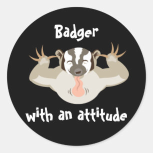 Badgering Badger_Badger met een houding Ronde Sticker