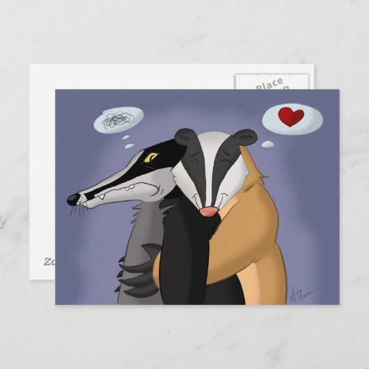 Badgers in Love Briefkaart (Voorkant / Achterkant)
