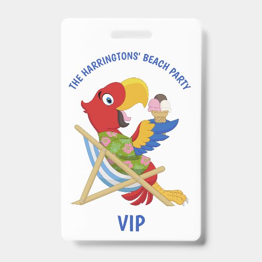 Badges de fête sur la plage de texte personnalisé (Avant)