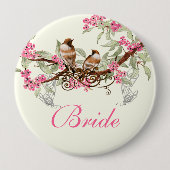 Badges de mariage oiseaux d'amour vintage (Devant)