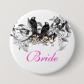 Badges de mariage oiseaux d'amour vintage (Devant)