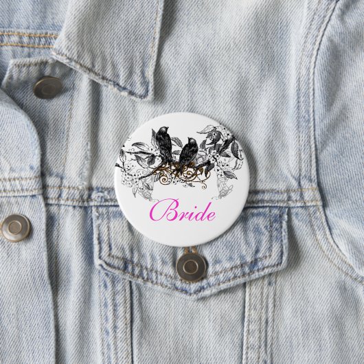 Badges de mariage oiseaux d'amour vintage (En situation)