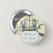 Badges de mariage oiseaux de l'amour Vintage Blueb (Devant & derrière)