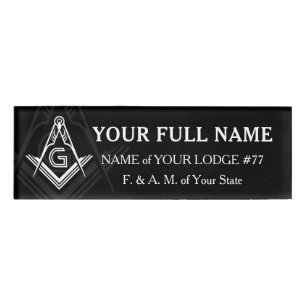 Badges de nom maçonnique personnalisés Noir et