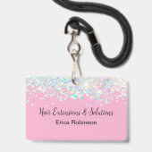 Badges de nom pour le salon de beauté Glitzy (Avant avec lanière)