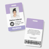 Badges de photo d'identification de bénévole avec (Avant & arrière)