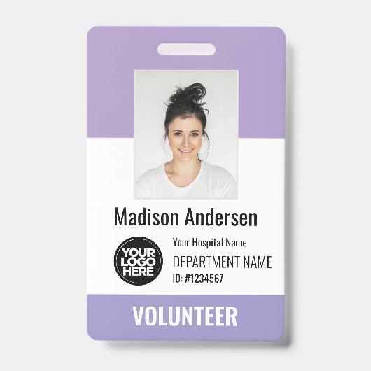 Badges de photo d'identification de bénévole avec (Avant)