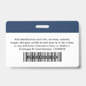 Badges de sécurité d'entreprise ID Nom Employé (Arrière)