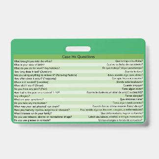 Badges d'espagnol médical en optométrie