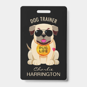 Badges personnalisés Pug Life avec texte et couleu