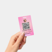 Badges personnalisés sur mesure rose avec code QR  (Manuel / portable)