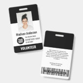 Badges photo d'identification pour bénévoles avec  (Avant & arrière)