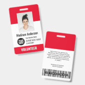 Badges photo d'identification pour bénévoles avec (Avant & arrière)