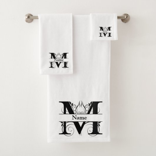 Badgeset met monogram initiaal M Bad Handdoek (Insitu)