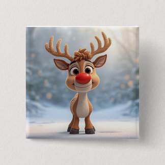 badget christmans pin with reindeer vierkante button 5,1 cm