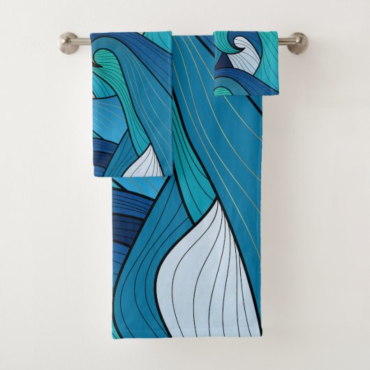 Badhanddoek - Blauwe bloem Bad Handdoek (Insitu)