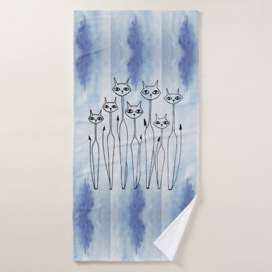 Badhanddoek (handgetekende katten) (Badhanddoek)