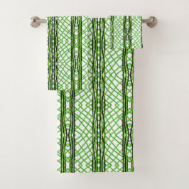 Badhanddoek set groen, zwart, wit weefsel bad handdoek
