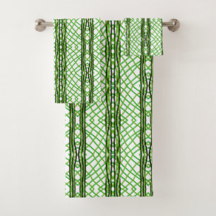 Badhanddoek set groen, zwart, wit weefsel bad handdoek