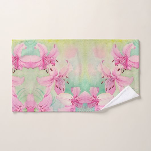 Badhanddoekset - roze Waterverf lelies Bad Handdoek (Handdoek)