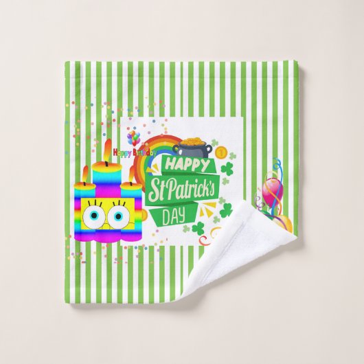 Badhanddoeksets, St. Patrick's Day Happy Birthday Bad Handdoek (Wasdoekje)