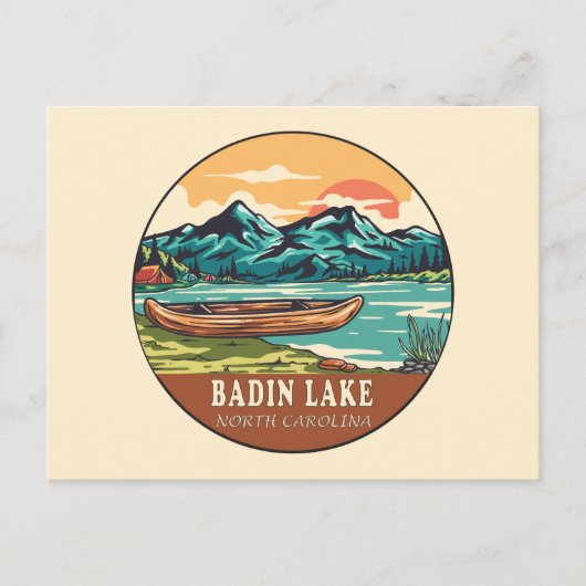 Badin Lake North Carolina Boating Vissen Emblem Briefkaart (Voorkant)