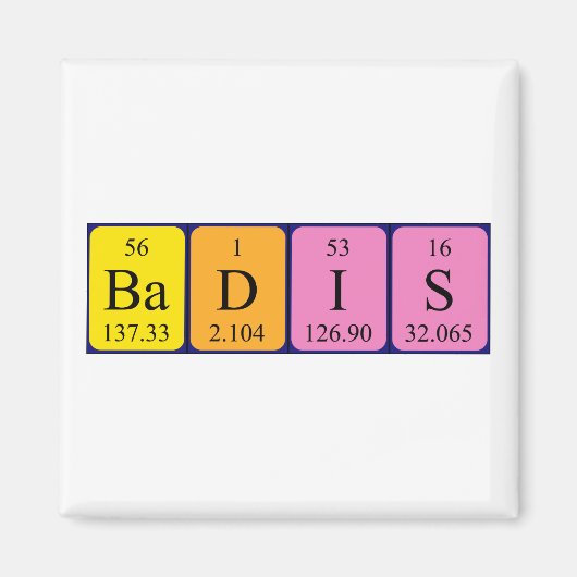 Badis periodieke tabelnaam magnet magneet (Voorkant)