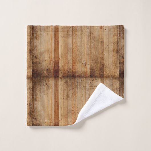 Badkamer handdoek rustiek hout bruin & beige (Wasdoekje)