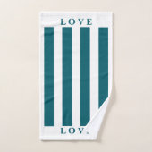 Badkamer Handdoek Set - DarkTeal&White (Handdoek)