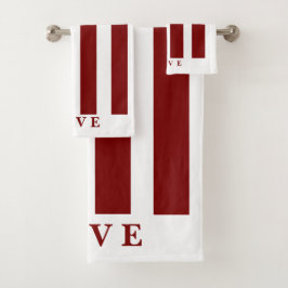 Badkamer Handdoek Set - Rood & Wit