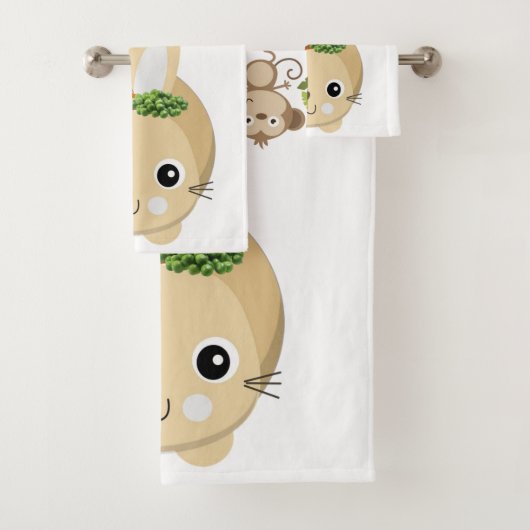 Badkamer handdoek sets Aap Konijn Fruit (Insitu)
