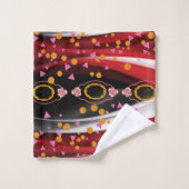 Badkamer handdoek sets Abstract rood zwart wit (Wasdoekje)