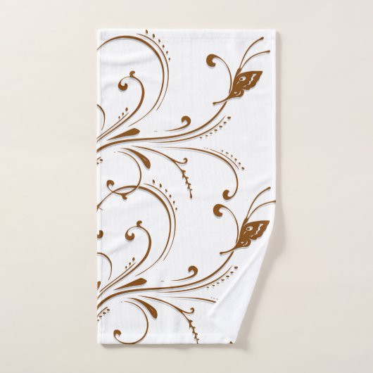 Badkamer handdoek sets bruin bloemig (Handdoek)