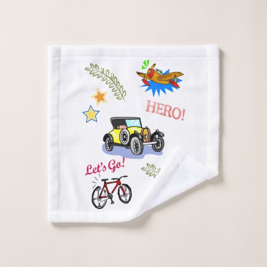 Badkamer handdoek sets held fiets auto vliegtuig (Wasdoekje)
