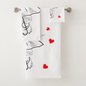 Badkamer Handdoek Sets Valentijnsdag ParapluHarten (Insitu)