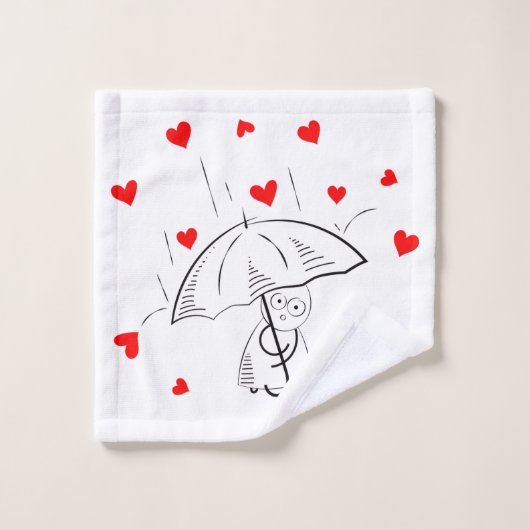 Badkamer Handdoek Sets Valentijnsdag ParapluHarten (Wasdoekje)