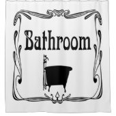 badkamer met douchegordijn zwart wit (Voorkant)