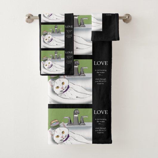 Badkamer wastafel witte kat bad handdoek (Insitu)