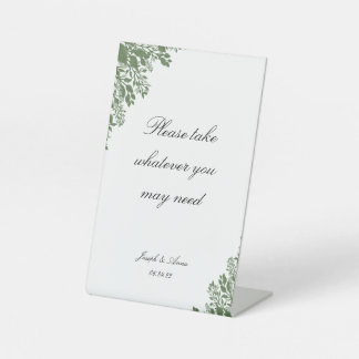 badkamerbord in Classic Greenery Reclamebord Met Voetstuk